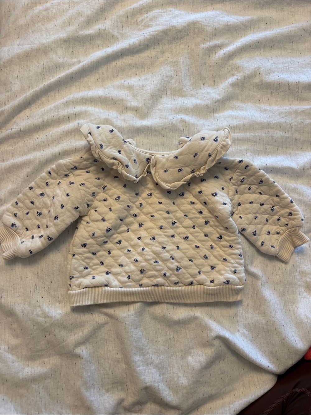 Little Me Cream Quilted Sweatshirt with Floral Dot Print